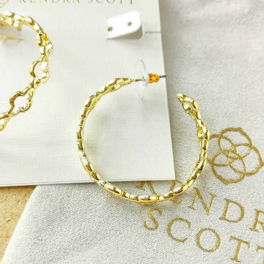 NEW Kendra Scott Gold Abbie Hoop Earrings - Picture 3 of 3